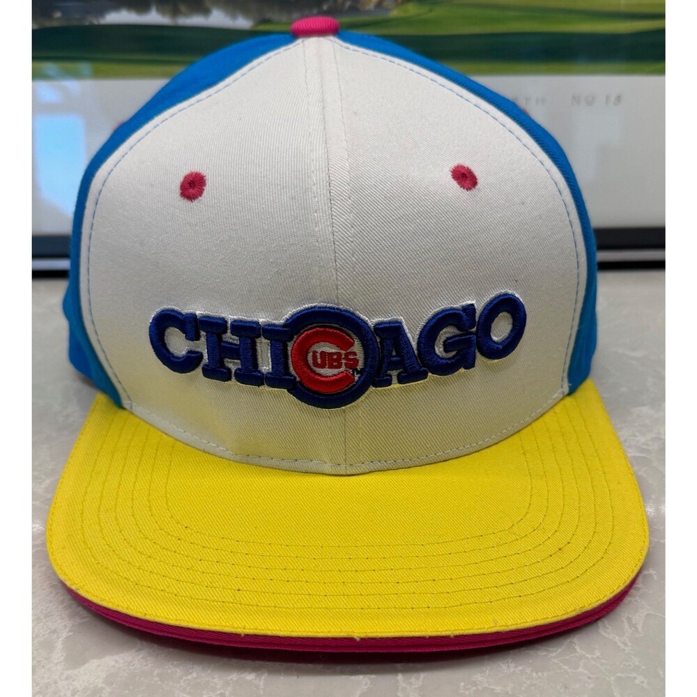 Chicago Cubs Budweiser Snap Back Hat Wrigley Field Pink Yellow Men's Adjustable